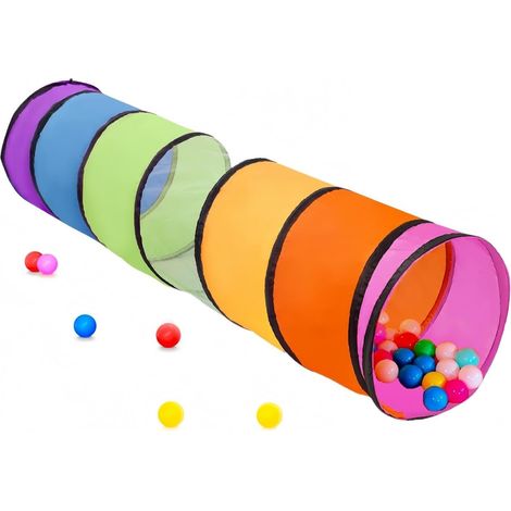 180CM Tente de Tunnel de Jeu d'enfants, 46CM Tunnel pour Bébé à Ouverture Ronde Tunnels D'exploration Pop-Up Coloré Cadeau de Tente Pliable pour Jouer Intérieur Extérieur Arrière-Cour Jeu
