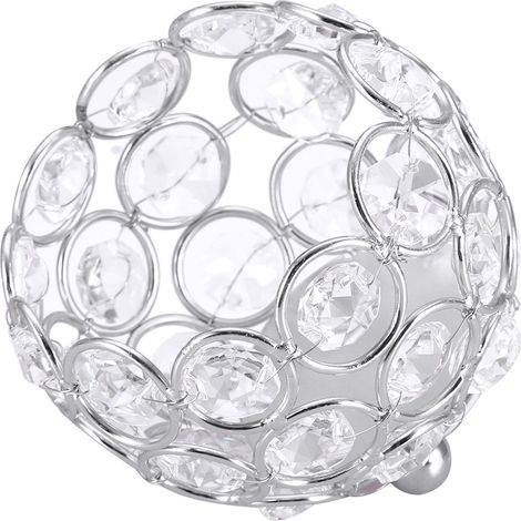 Bougeoirs en verre cristal pour bougies chauffe-plat, décoration mariage, centre de table argenté, diamètre 8 cm, lot de 4. (1/5)