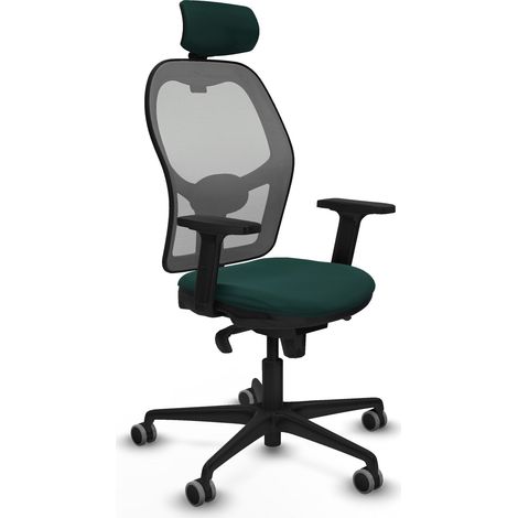 Jorquera sincro malla gris similpiel verde botella brazos 2D base nailon cabecero 2D ruedas 65mm engomada (1/5)