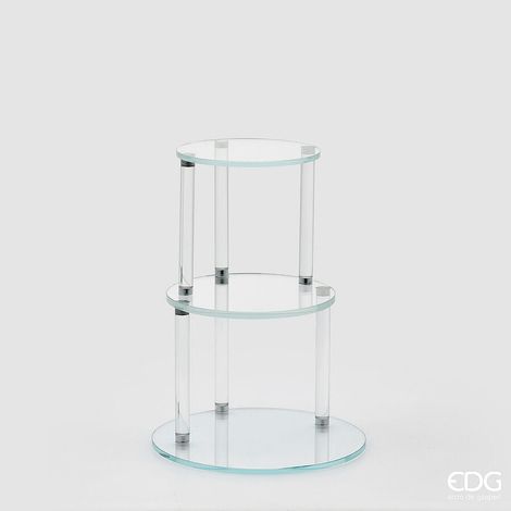 EDG Enzo De Gasperi Alzata Decorativa Splendor Rotonda 3 Piani H 38 Cm D 30 Cm Vetro Natural