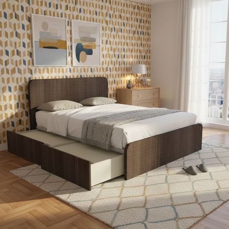 Letto matrimoniale 160x200 con cassettoni - Design italiano e montaggio facile - Olmo jerez scuro
