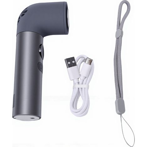 Ventilateur portable à main rafraîchissant, 199 vitesses réglables en continu, silencieux, mini, incurvé, avec cordon, idéal pour les voyages, la maison et la plage (gris). (1/5)