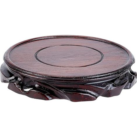 FINGERINSPIRE Base de présentoir en bois massif 13,8x2,3cm Présentoir de vase à socle circulaire Socle en bois sculpté oriental pour pot de fleurs, pierres précieuses, aquarium, théière (1/4)