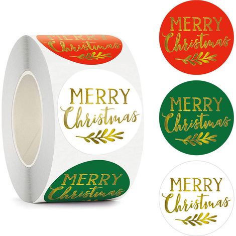 Autocollants Noël Ronds - Étiquettes Cadeaux Festives en Feuille Dorée - Pour Emballage Cadeaux Enveloppes Cartes - 500 Pièces (1/5)