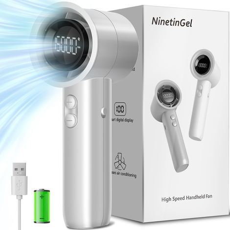 Ventilateur portable à main avec 100 vitesses, mini ventilateur turbo à flux d'air puissant, batterie rechargeable 5000 mAh - Ide-AquaForge (1/5)