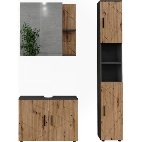 Badmöbel-Set Irma, Anthrazit/Artisan, 3 Teile, Vicco