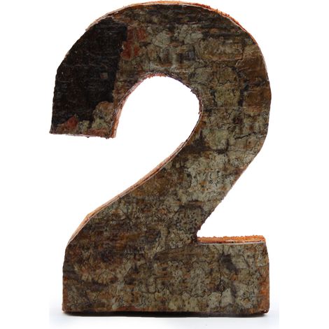 Numéro d'écorce rustique - "2" - 7 cm- Vendu par 1