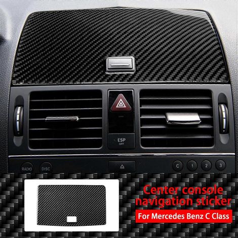 Accessoires pour Mercedes-Benz Classe C W204 : autocollants en fibre de carbone pour garnitures intérieures de voiture, panneau de console centrale et boîtier de navigation. (1/5)