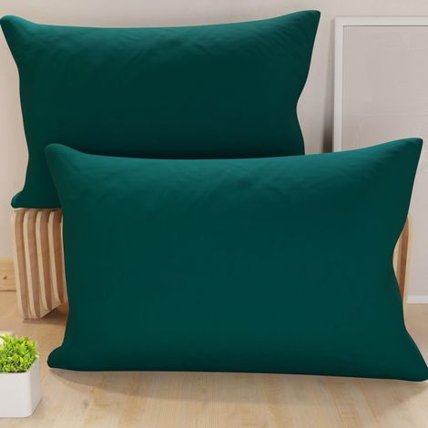 Lot de 2 Taies d'oreiller de Lit 80x40 cm, Housses de Coussin Unies Couleur Bleu Canard, Taie Oreiller 100% Microfibre Hypoallergénique