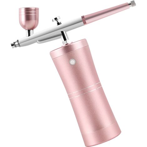 Pinceau Aérographe Maquillage Portable Hydratant Visage Rose, Kit Aérographe Main pour Fond de Teint & Peinture Faciale, Pulvérisateur de Beauté (1/5)