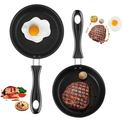 pezzi Mini padella antiaderente, Mini padella per frittata, Mini padella, Padella per uova, Per friggere uova, pancetta, fette di prosciutto, bistecche, involtini primavera (12,7 cm) (1/5)