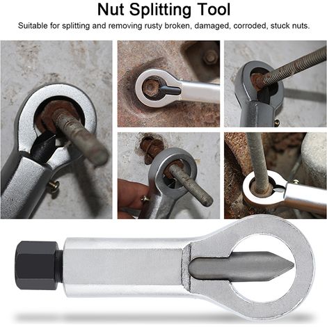 Déverrouilleur d'écrou rouillé coincé, outil de dégrippage fendu 4 tailles, extracteur séparateur pour boulons corrodés endommagés (5) (1/5)