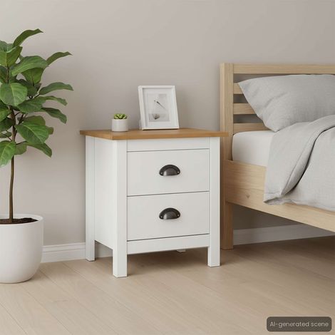 vidaXL Mesita noche Hill 2uds madera maciza pino blanco 46x35x49,5 cm (1/5)