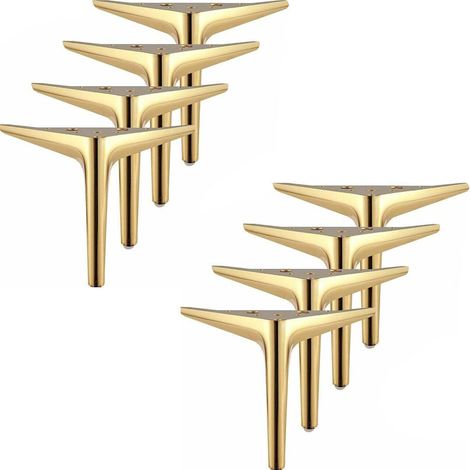 Pieds de meubles Lot de 8 Pieds de D'or Meubles Triangulaires,Processus de Polissage de GalvaNoëlastie,pour Armoire,Canapé,Table Basse,Meuble TV et Autres Meubles (18cm )