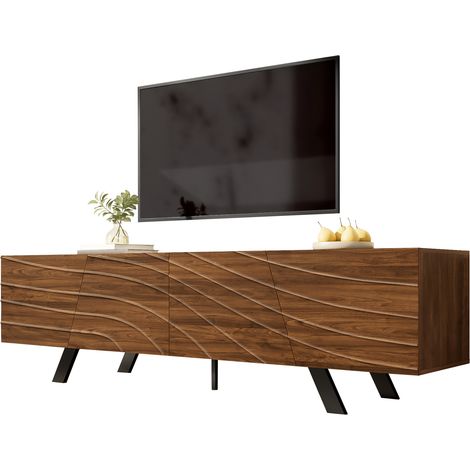 CHICFURN Mueble TV 160x39x50,5 cm de MDF color nogal, almacenaje y pasacables (1/5)