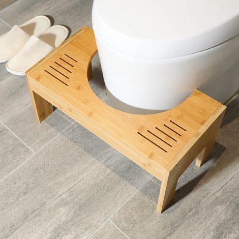 Toilettenhocker Holz klohocker Erwachsene toilettenhocker aus Bambus WC Hocker Holz Höhenverstellbar für gegen Hämorrhoiden Verstopfung Blähungen (1/5)