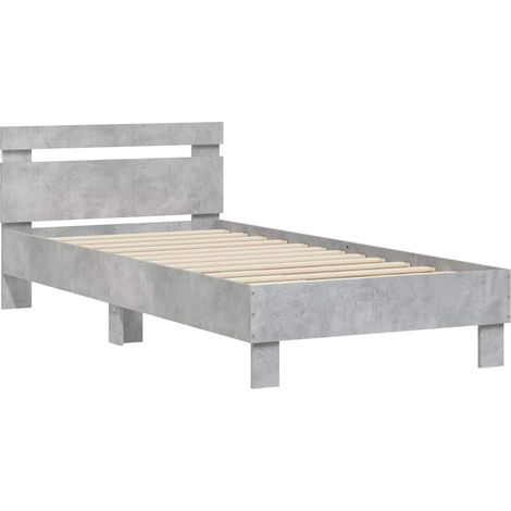 Estructura de cama cabecero luces LED gris hormigón 90x190 cm vidaXL (1/4)