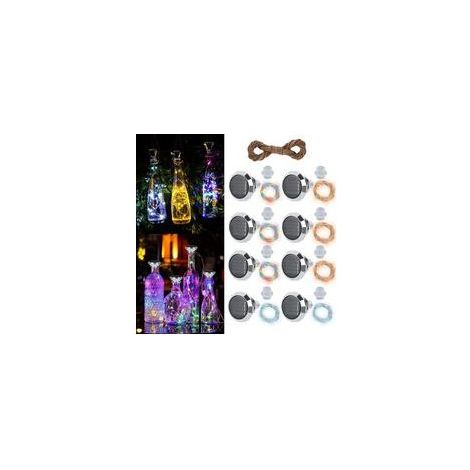 Lot de 8 lumières solaires pour bouteilles de vin, 20 LED, 2 m, guirlande lumineuse LED pour bouteille de vin, guirlande lumineuse (1/5)