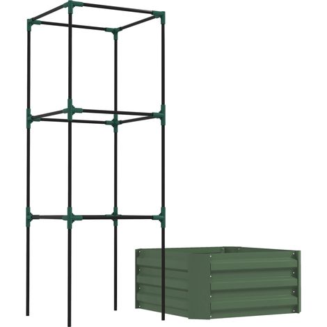 Jardinière surélevée en acier galvanisé avec support pour plantes, jardinière et potager, vert, pour jardin et balcon (1/5)