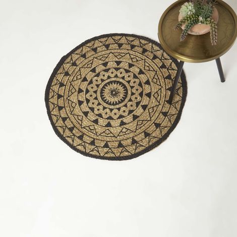 HOMESCAPES Tapis rond Mandala en jute, 70 cm (1/5)