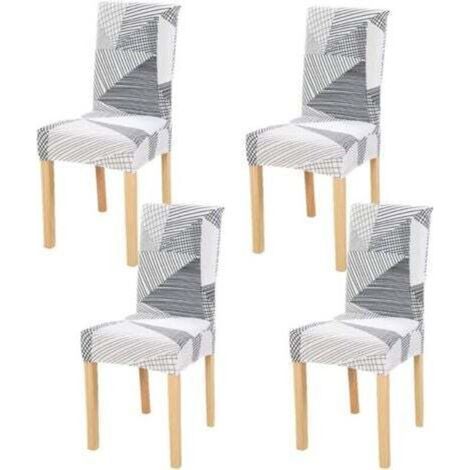 Set di 4 coprisedie da pranzo, elastici, lavabili, sfoderabili, estensibili, per una vestibilità universale.