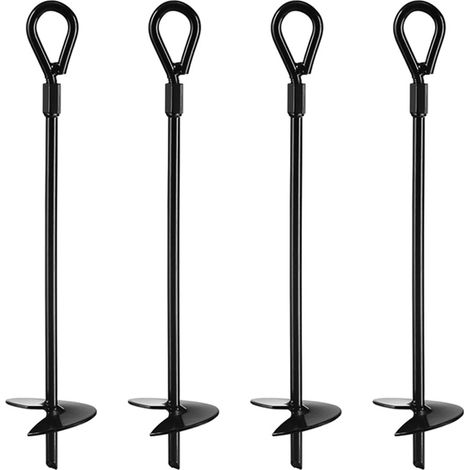 4 estacas para el suelo, estacas de jardín en espiral de 38 cm, estacas para tiendas de campaña, anclajes resistentes para rieles de cama de camping con resorte. (1/5)