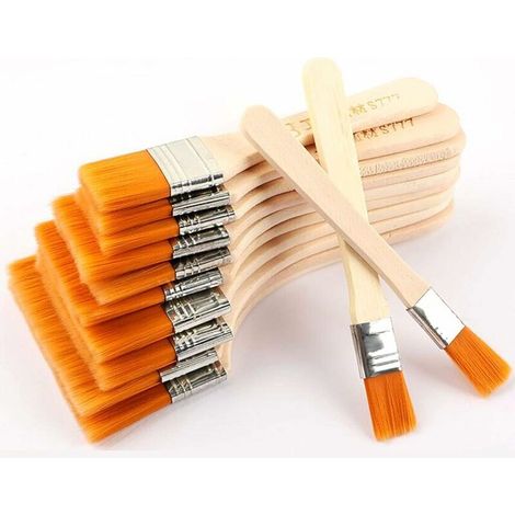 Pinceaux plats avec manche en bois Grand pinceau plat pour peinture acrylique Pinceaux professionnels plats pour peinture acrylique Pinceau en nylon utilisé pour peindre et nettoyer la peintur (1/5)