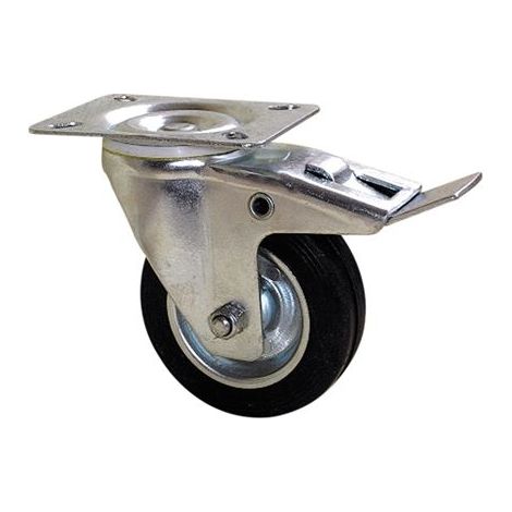 Roulette industrielle Pivotant avec frein Guitel Hervieu, Acier galvanisé, Ø 125mm, 125kg ( Prix pour 1 )