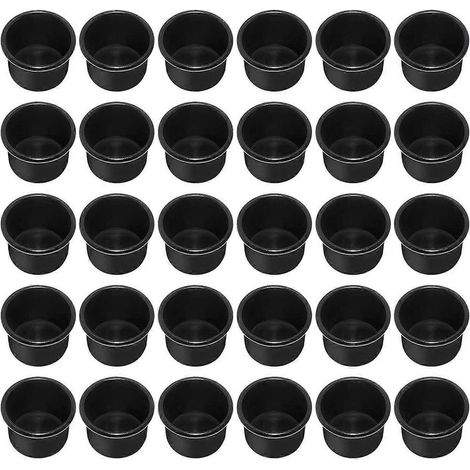 Porte-bougies pour bougies coniques, bougeoirs, bougies chauffe-plat, inserts pour bougies de table, lot de 30 bougeoirs noirs (1/5)