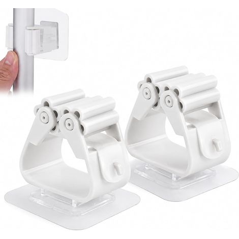 Lot de 2 Accroches Balais Mural avec Adhésif - Portes Balais Muraux Sans Perçage - Accessoires de Rangement pour Maintenir l'Ordre dans Vos Pièces - 2 Pièces (1/5)