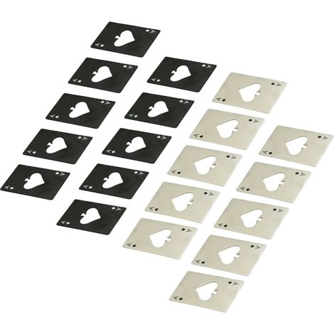 20 Pièces Ouvre-bouteille Poker Cartes Tire-bouchon Acier Inoxydable Noir Argent Set de Verres Portefeuille Cadeaux (1/5)