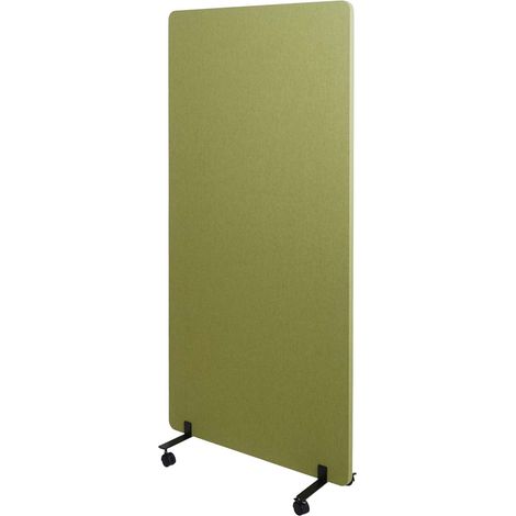 Cloison acoustique double paroi paravent de bureau séparateur de pièce panneau d'affichage tissu vert 167x80 cm 040006424