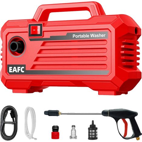 Hidrolimpiadora de alta presión, potente motor eléctrico, limpieza multisuperficie, color rojo. (1/2)