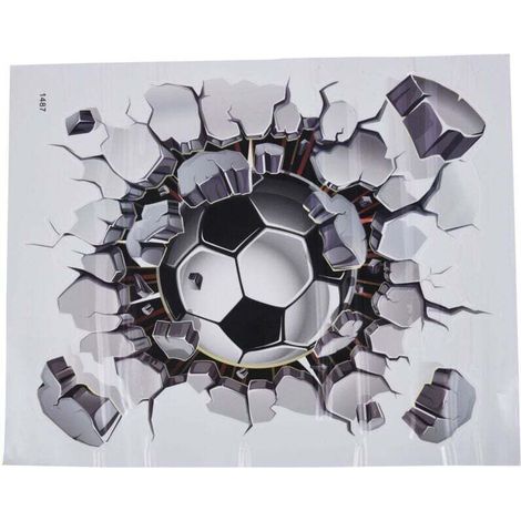 3D Autocollant De Mur Football Pvc Art Soccer Crack Décalcomanie Chambre Garçons