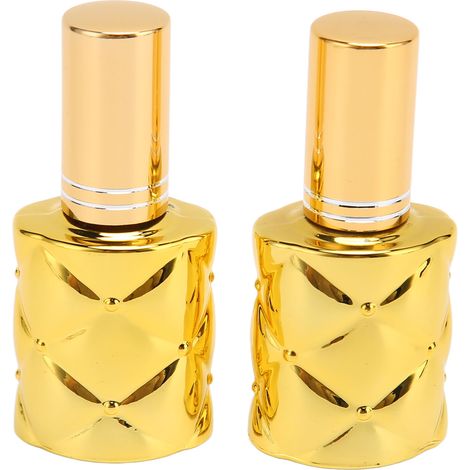Flacon pulvérisateur en verre doré 2 pièces, 10 ml, rechargeable, vide, portable, format voyage, atomiseur parfum (1/5)