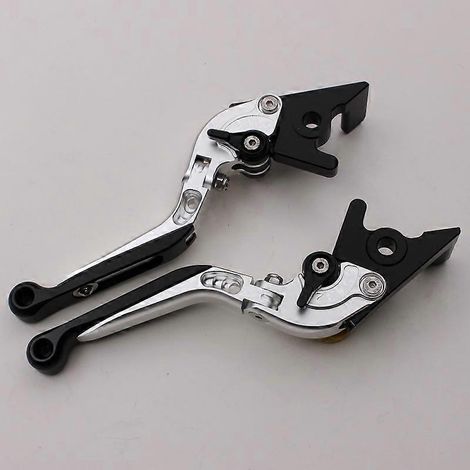 Poignée entièrement usinée CNC en alliage d'aluminium pour klaxons de frein modifiés de moto Moto Guzzi Gucci MGX21 (télescopique pliable argentée) (1/5)