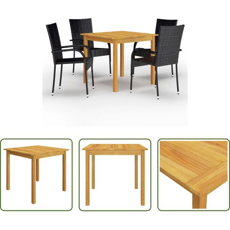 vidaXL Salle à manger extérieure - Ensemble à manger de jardin 5 pcs Noir (1/5)