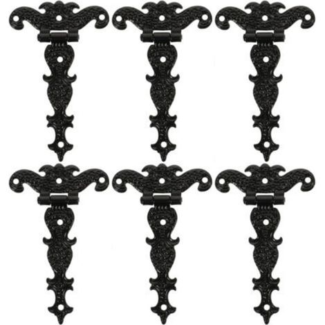 Retro Zinc Alloy Hinges 6-Piece Set Hardware For Wooden Gate And Fence For Stable Mounting Ideal For Doors And DIY Projects (1/5)