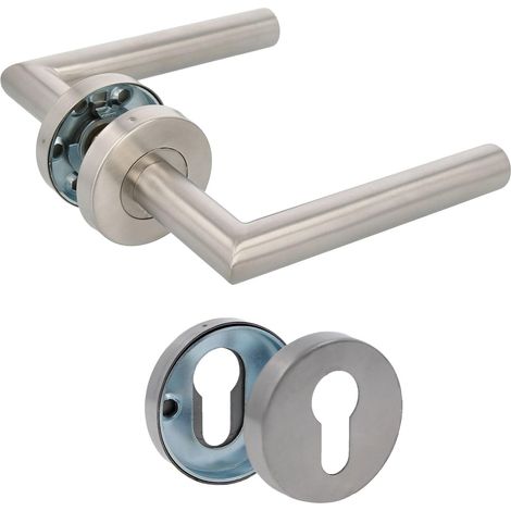 2 - Poignée De Porte - Rosace - Entrée De Serrure - Acier Inoxydable - Finition Argent Mat - Pour Intérieur Et Extérieur - 136x1,9 Cm
