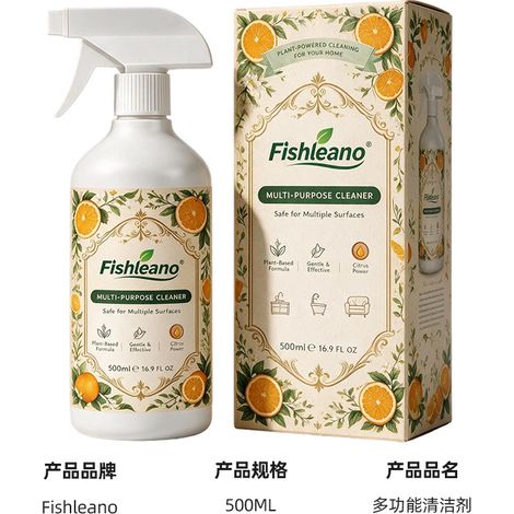 The multi-purpose cleaner Fishleano removes grease and dirt from kitchen and bathroom worktops, sinks, tiles and glass. (1/5)