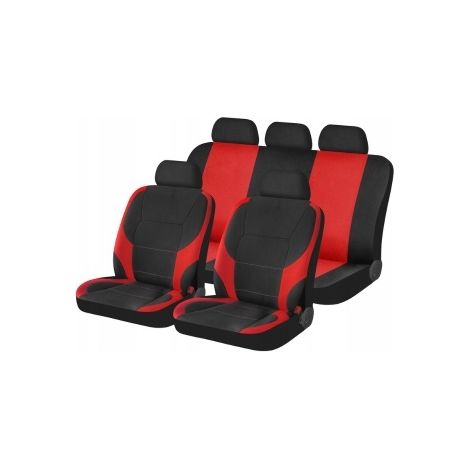 Fundas de asiento SURF de 9 piezas con forro de espuma de 2 mm, negras y rojas. (1/2)