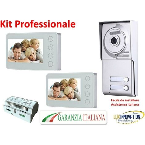 kit Videocitofono 2 fili bifamiliare professionale kit vivavoce ipertronic