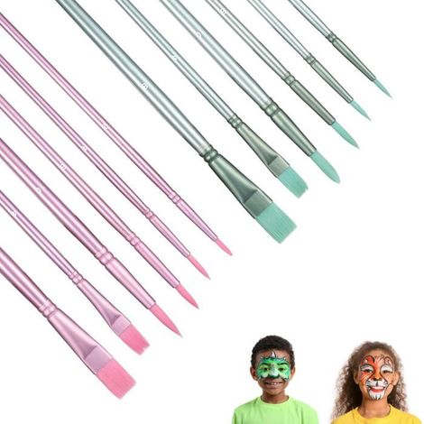 Lot de 12 Pinceaux Bois Nylon Qualité, pour Peinture Acrylique Huile Artiste Adulte Enfant Aucunely (1/5)