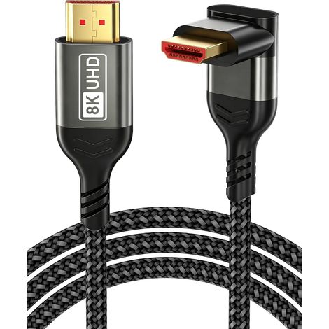 Câble d'angle HDMI 2M, Cable HDMI à 90 degrés, HDMI 2.1 48Gbps High Speed (1/5)