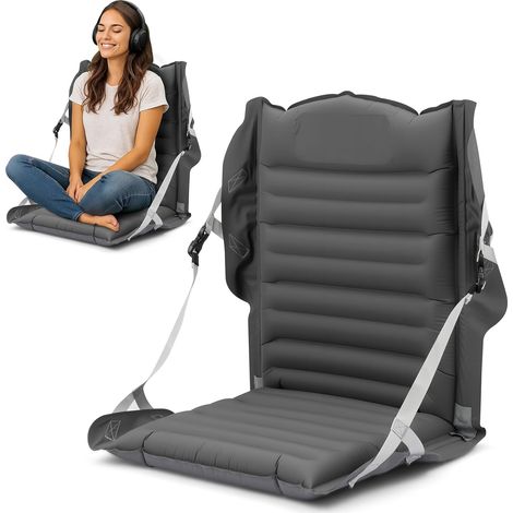 Trintion Inflatable Folding Camping Chair with Backrest and Adjustable Straps, Portable Outdoor Seat for Hiking, Picnic and Travel (GRAY) (1/5)