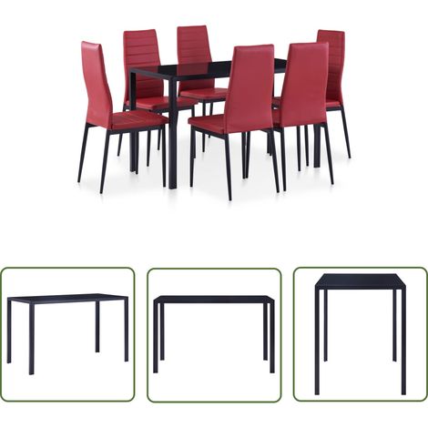 Mobilier de salle Ă manger 7 pcs Rouge bordeaux (1/5)