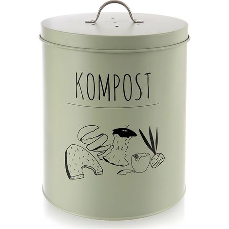 Compostador de cocina pequeño con filtro de carbón, de metal, 8 litros. (1/4)