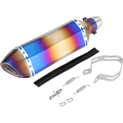 Silencieux universel 51mm acier inoxydable pot d'échappement arrière moto bleu (1/5)