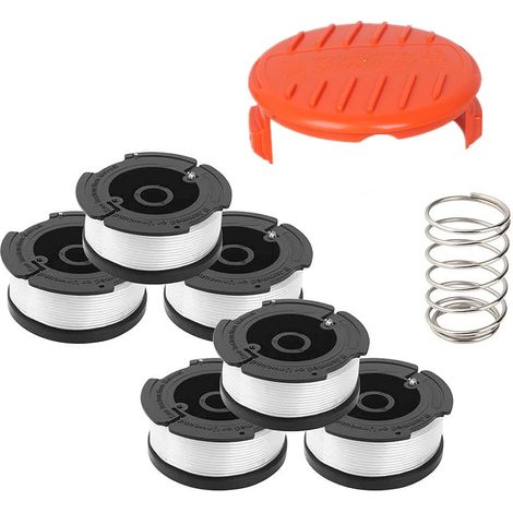 Bobines de fil pour coupe-bordures Black & Decker, fil de nylon de 9 m de longueur et de 1,65 mm de diamètre + 1 capuchon + 1 ressort pour coupe-bordures Black + Decker (1/5)