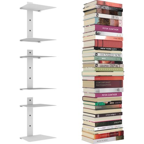 Étagères Flottante Invisibles Livre, 6 Étagères Verticales Etagere Murale Livre Invisible pour la Décoration de la Chambre, Rénovation de Bureau à Domicile, Lot de 3, Blanc (1/5)